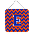 CarolineS Treasures Letter E Wall Or Door Hanging Prints Cj1044Eds66, 6 Inch  Inch  H X 6 Inch  Inch  W, Chevron  Blue And Orange