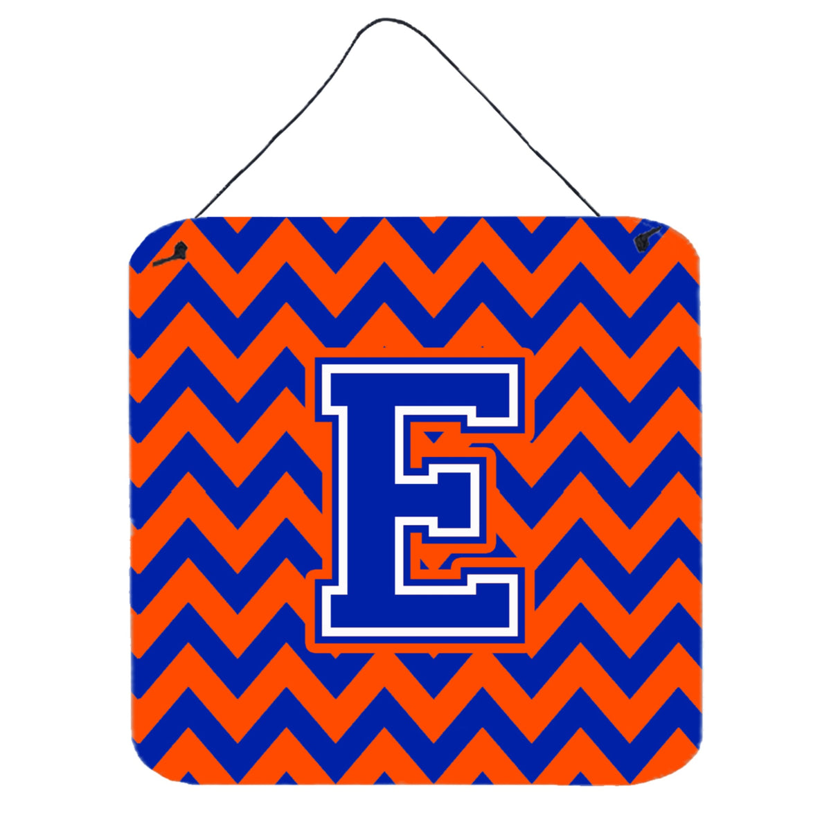 CarolineS Treasures Letter E Wall Or Door Hanging Prints Cj1044Eds66, 6 Inch  Inch  H X 6 Inch  Inch  W, Chevron  Blue And Orange