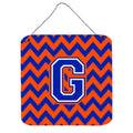CarolineS Treasures Letter G Wall Or Door Hanging Prints Cj1044Gds66, 6 Inch  Inch  H X 6 Inch  Inch  W, Chevron  Blue And Orange