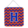 CarolineS Treasures Letter H Wall Or Door Hanging Prints Cj1044Hds66, 6 Inch  Inch  H X 6 Inch  Inch  W, Chevron  Blue And Orange
