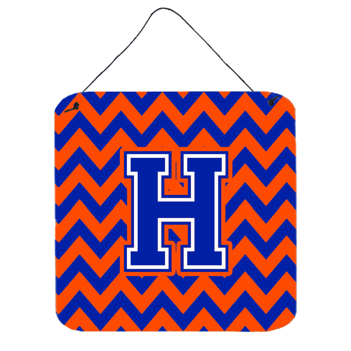 CarolineS Treasures Letter H Wall Or Door Hanging Prints Cj1044Hds66, 6 Inch  Inch  H X 6 Inch  Inch  W, Chevron  Blue And Orange