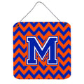CarolineS Treasures Letter M Wall Or Door Hanging Prints Cj1044Mds66, 6 Inch  Inch  H X 6 Inch  Inch  W, Chevron  Blue And Orange