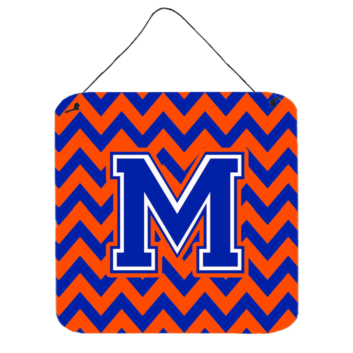 CarolineS Treasures Letter M Wall Or Door Hanging Prints Cj1044Mds66, 6 Inch  Inch  H X 6 Inch  Inch  W, Chevron  Blue And Orange
