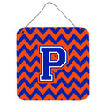 CarolineS Treasures Letter P Wall Or Door Hanging Prints Cj1044Pds66, 6 Inch  Inch  H X 6 Inch  Inch  W, Chevron  Blue And Orange