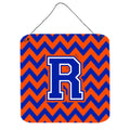 CarolineS Treasures Letter R Wall Or Door Hanging Prints Cj1044Rds66, 6 Inch  Inch  H X 6 Inch  Inch  W, Chevron  Blue And Orange
