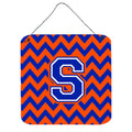 CarolineS Treasures Letter S Wall Or Door Hanging Prints Cj1044Sds66, 6 Inch  Inch  H X 6 Inch  Inch  W, Chevron  Blue And Orange