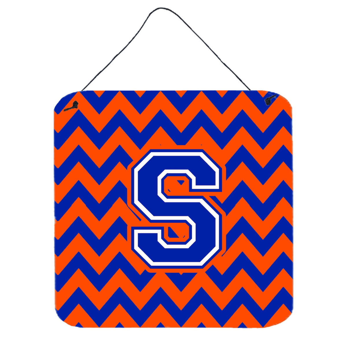 CarolineS Treasures Letter S Wall Or Door Hanging Prints Cj1044Sds66, 6 Inch  Inch  H X 6 Inch  Inch  W, Chevron  Blue And Orange