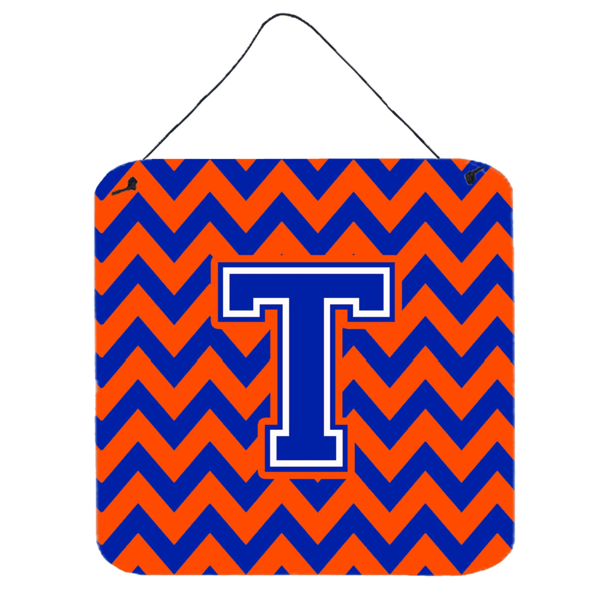 CarolineS Treasures Letter T Wall Or Door Hanging Prints Cj1044Tds66, 6 Inch  Inch  H X 6 Inch  Inch  W, Chevron  Blue And Orange