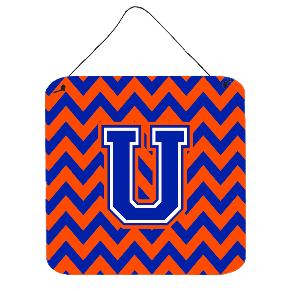 CarolineS Treasures Letter U Wall Or Door Hanging Prints Cj1044Uds66, 6 Inch  Inch  H X 6 Inch  Inch  W, Chevron  Blue And Orange
