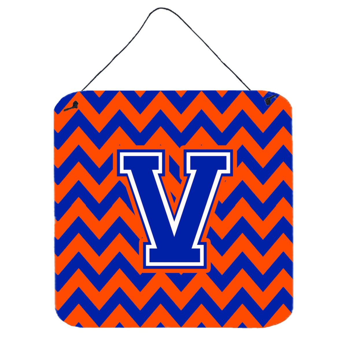 CarolineS Treasures Letter V Wall Or Door Hanging Prints Cj1044Vds66, 6 Inch  Inch  H X 6 Inch  Inch  W, Chevron  Blue And Orange