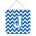 CarolineS Treasures Chevron Blue And White Letter J Wall Or Door Hanging Prints Cj1045Jds66, 6 Inch  Inch  H X 6 Inch  Inch  W