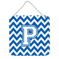CarolineS Treasures Chevron Blue And White Letter P Wall Or Door Hanging Prints Cj1045Pds66, 6 Inch  Inch  H X 6 Inch  Inch  W