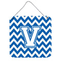 CarolineS Treasures Chevron Blue And White Letter V Wall Or Door Hanging Prints Cj1045Vds66, 6 Inch  Inch  H X 6 Inch  Inch  W