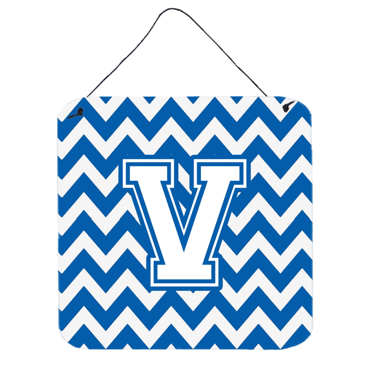 CarolineS Treasures Chevron Blue And White Letter V Wall Or Door Hanging Prints Cj1045Vds66, 6 Inch  Inch  H X 6 Inch  Inch  W