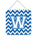 CarolineS Treasures Chevron Blue And White Letter W Wall Or Door Hanging Prints Cj1045Wds66, 6 Inch  Inch  H X 6 Inch  Inch  W