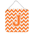 CarolineS Treasures Chevron Orange And White Letter J Wall Or Door Hanging Prints Cj1046Jds66, 6 Inch  Inch  H X 6 Inch  Inch  W