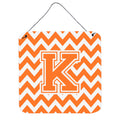 CarolineS Treasures Chevron Orange And White Letter K Wall Or Door Hanging Prints Cj1046Kds66, 6 Inch  Inch  H X 6 Inch  Inch  W