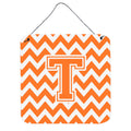 CarolineS Treasures Chevron Orange And White Letter T Wall Or Door Hanging Prints Cj1046Tds66, 6 Inch  Inch  H X 6 Inch  Inch  W