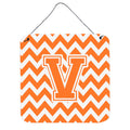 CarolineS Treasures Chevron Orange And White Letter V Wall Or Door Hanging Prints Cj1046Vds66, 6 Inch  Inch  H X 6 Inch  Inch  W