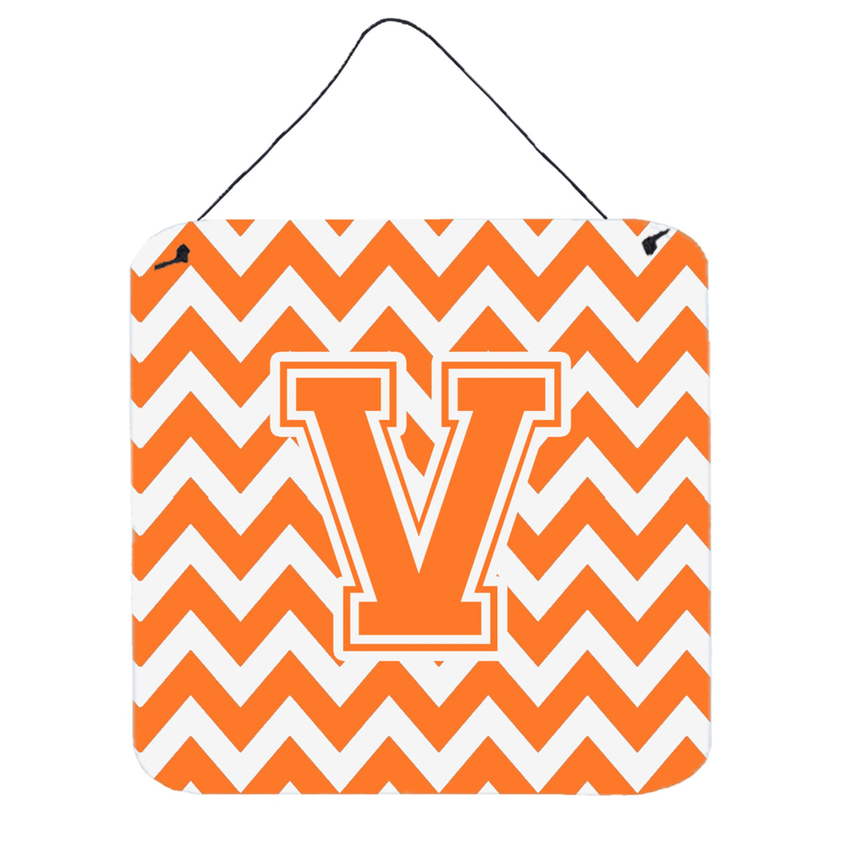 CarolineS Treasures Chevron Orange And White Letter V Wall Or Door Hanging Prints Cj1046Vds66, 6 Inch  Inch  H X 6 Inch  Inch  W