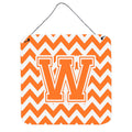 CarolineS Treasures Chevron Orange And White Letter W Wall Or Door Hanging Prints Cj1046Wds66, 6 Inch  Inch  H X 6 Inch  Inch  W