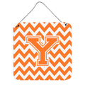 CarolineS Treasures Chevron Orange And White Letter Y Wall Or Door Hanging Prints Cj1046Yds66, 6 Inch  Inch  H X 6 Inch  Inch  W