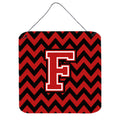 CarolineS Treasures Chevron Black And Red Letter F Wall Or Door Hanging Prints Cj1047Fds66, 6 Inch  Inch  H X 6 Inch  Inch  W