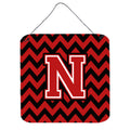 CarolineS Treasures Chevron Black And Red Letter N Wall Or Door Hanging Prints Cj1047Nds66, 6 Inch  Inch  H X 6 Inch  Inch  W