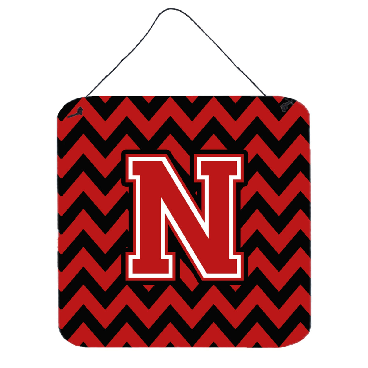 CarolineS Treasures Chevron Black And Red Letter N Wall Or Door Hanging Prints Cj1047Nds66, 6 Inch  Inch  H X 6 Inch  Inch  W