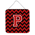 CarolineS Treasures Chevron Black And Red Letter P Wall Or Door Hanging Prints Cj1047Pds66, 6 Inch  Inch  H X 6 Inch  Inch  W