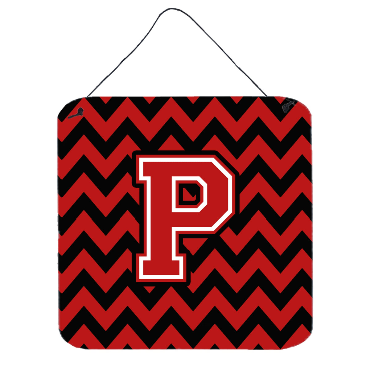 CarolineS Treasures Chevron Black And Red Letter P Wall Or Door Hanging Prints Cj1047Pds66, 6 Inch  Inch  H X 6 Inch  Inch  W