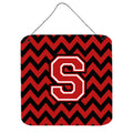 CarolineS Treasures Chevron Black And Red Letter S Wall Or Door Hanging Prints Cj1047Sds66, 6 Inch  Inch  H X 6 Inch  Inch  W