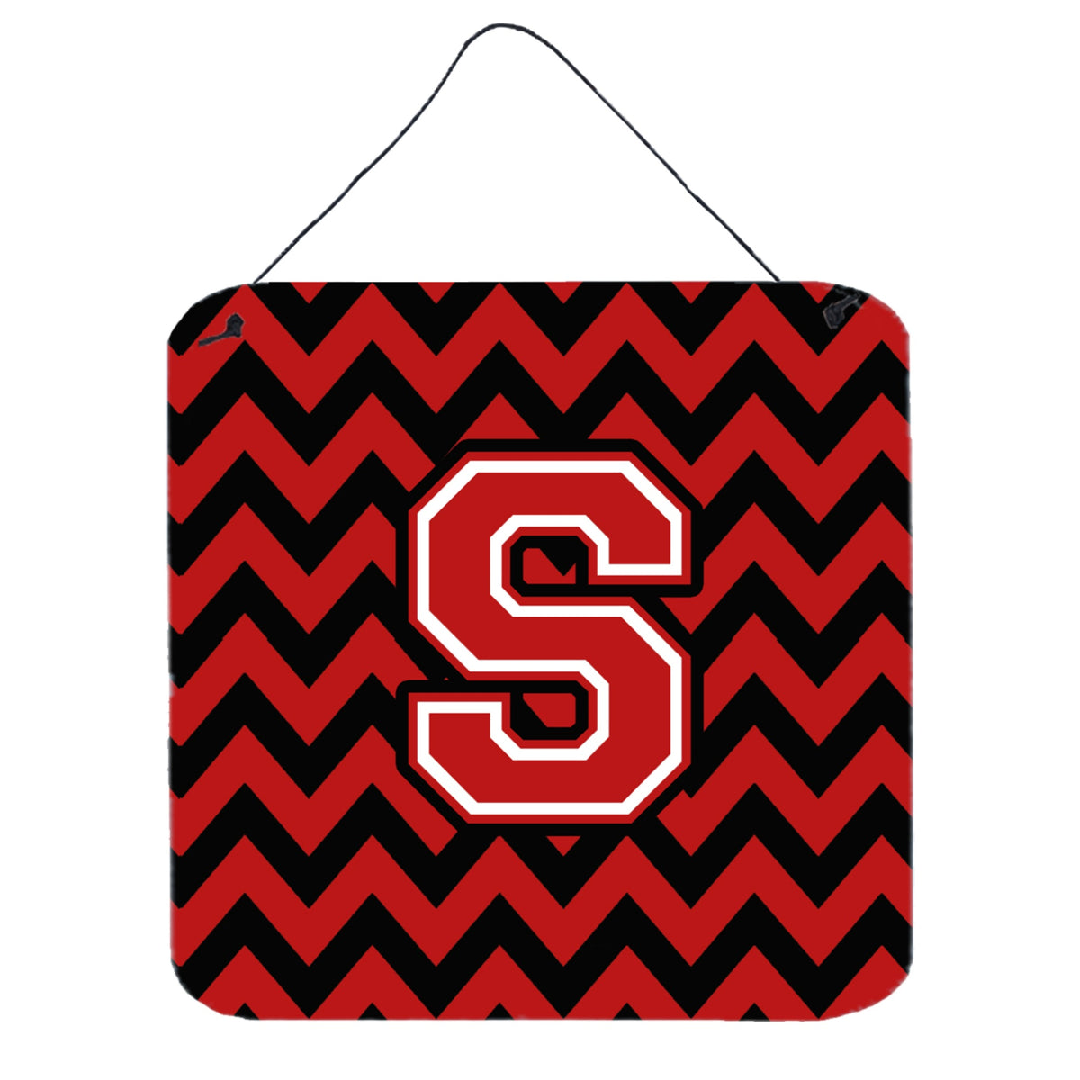 CarolineS Treasures Chevron Black And Red Letter S Wall Or Door Hanging Prints Cj1047Sds66, 6 Inch  Inch  H X 6 Inch  Inch  W