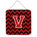 CarolineS Treasures Chevron Black And Red Letter V Wall Or Door Hanging Prints Cj1047Vds66, 6 Inch  Inch  H X 6 Inch  Inch  W