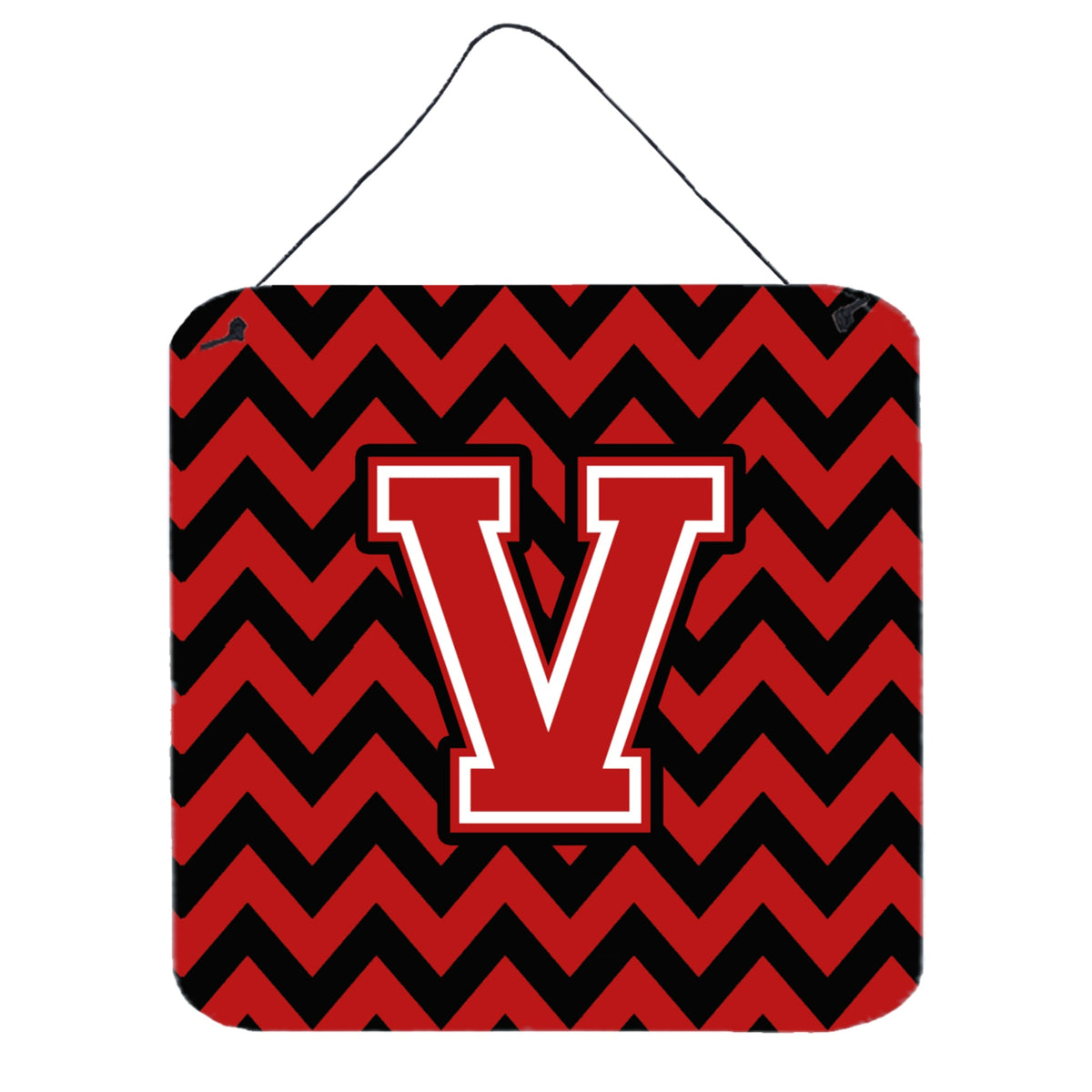 CarolineS Treasures Chevron Black And Red Letter V Wall Or Door Hanging Prints Cj1047Vds66, 6 Inch  Inch  H X 6 Inch  Inch  W