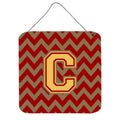 CarolineS Treasures Chevron Garnet And Gold Letter C Wall Or Door Hanging Prints Cj1048Cds66, 6 Inch  Inch  H X 6 Inch  Inch  W