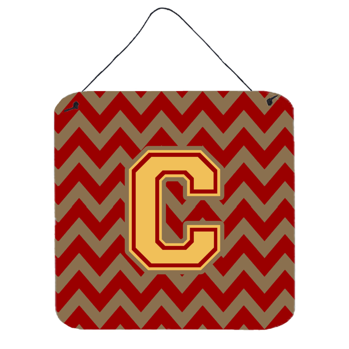 CarolineS Treasures Chevron Garnet And Gold Letter C Wall Or Door Hanging Prints Cj1048Cds66, 6 Inch  Inch  H X 6 Inch  Inch  W