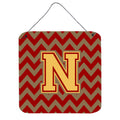 CarolineS Treasures Chevron Garnet And Gold Letter N Wall Or Door Hanging Prints Cj1048Nds66, 6 Inch  Inch  H X 6 Inch  Inch  W