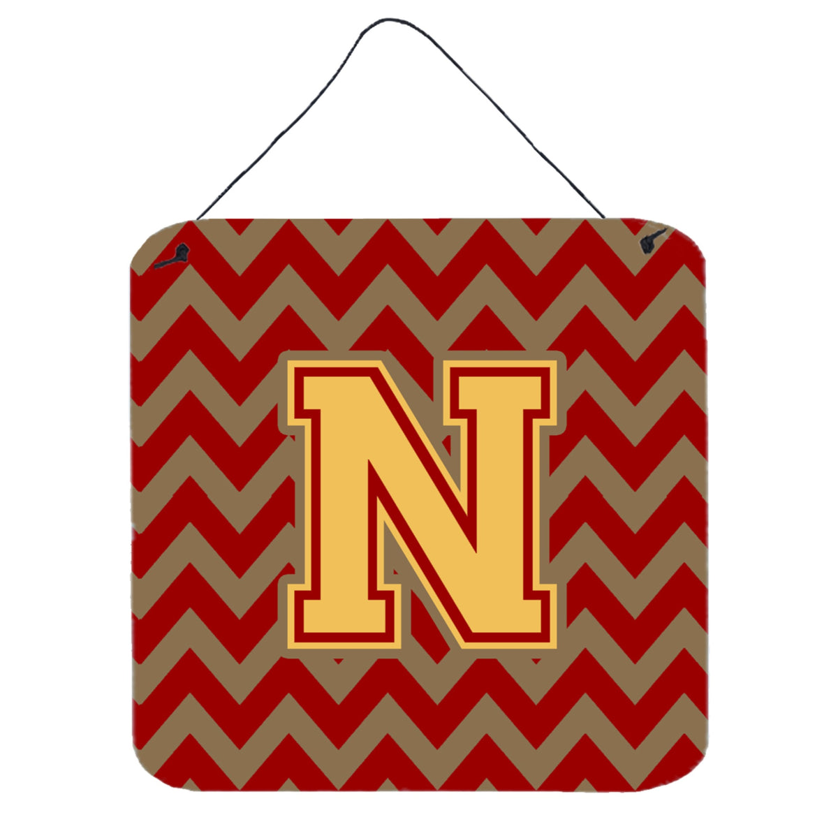 CarolineS Treasures Chevron Garnet And Gold Letter N Wall Or Door Hanging Prints Cj1048Nds66, 6 Inch  Inch  H X 6 Inch  Inch  W