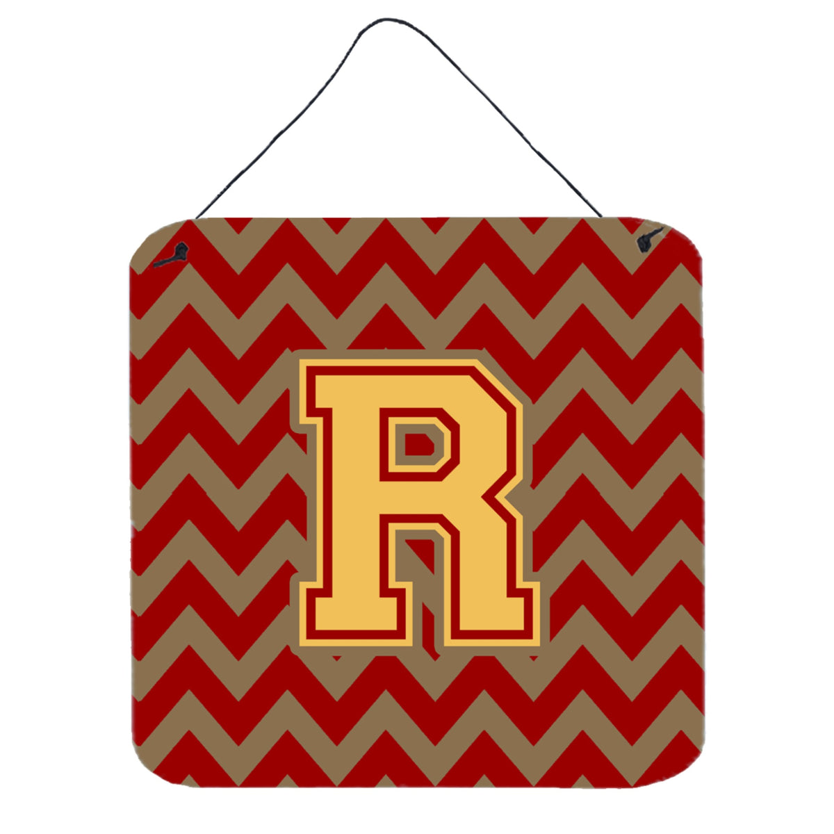 CarolineS Treasures Chevron Garnet And Gold Letter R Wall Or Door Hanging Prints Cj1048Rds66, 6 Inch  Inch  H X 6 Inch  Inch  W