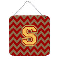 CarolineS Treasures Chevron Garnet And Gold Letter S Wall Or Door Hanging Prints Cj1048Sds66, 6 Inch  Inch  H X 6 Inch  Inch  W