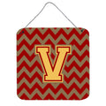 CarolineS Treasures Chevron Garnet And Gold Letter V Wall Or Door Hanging Prints Cj1048Vds66, 6 Inch  Inch  H X 6 Inch  Inch  W