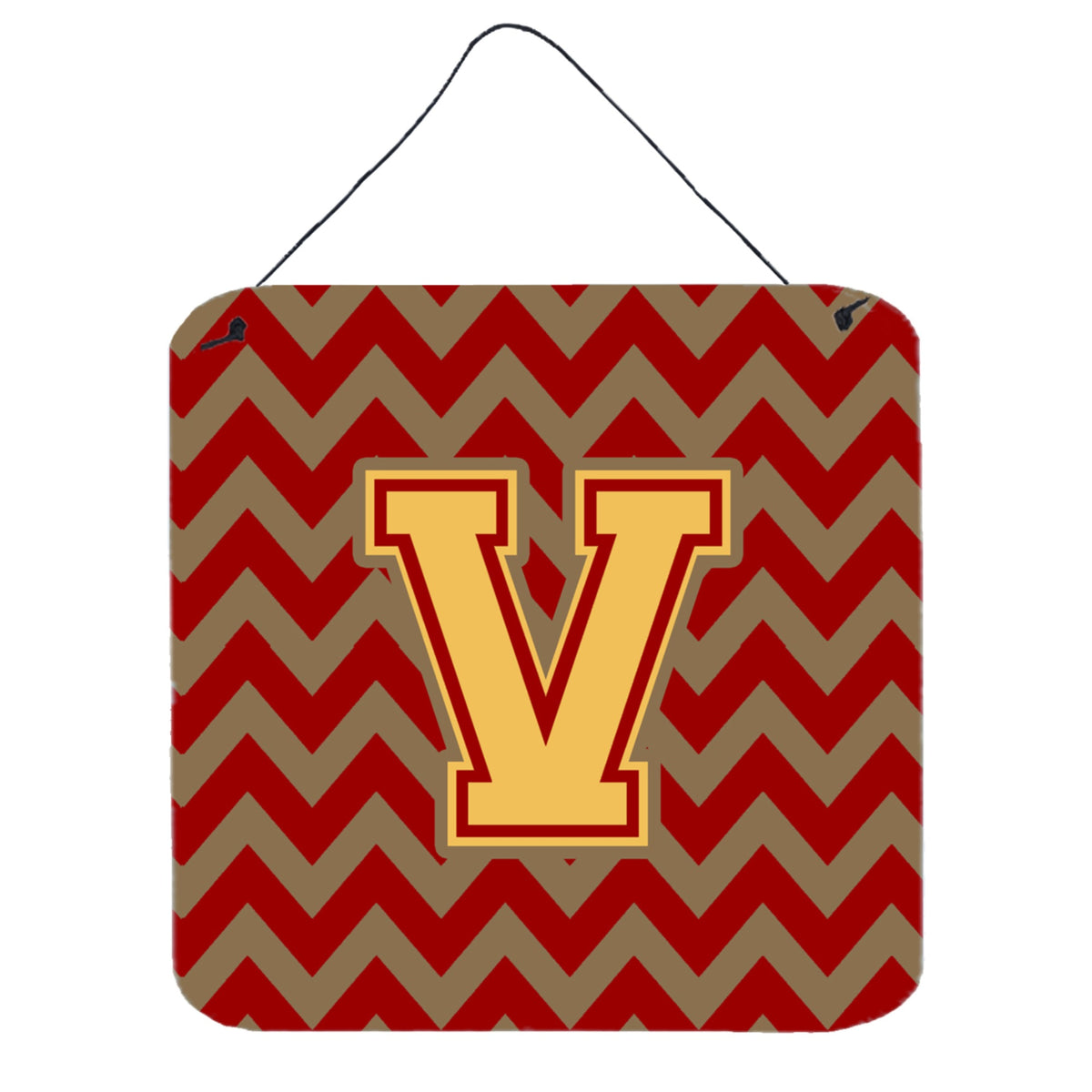 CarolineS Treasures Chevron Garnet And Gold Letter V Wall Or Door Hanging Prints Cj1048Vds66, 6 Inch  Inch  H X 6 Inch  Inch  W