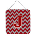 CarolineS Treasures Chevron Maroon And White Letter J Wall Or Door Hanging Prints Cj1049Jds66, 6 Inch  Inch  H X 6 Inch  Inch  W