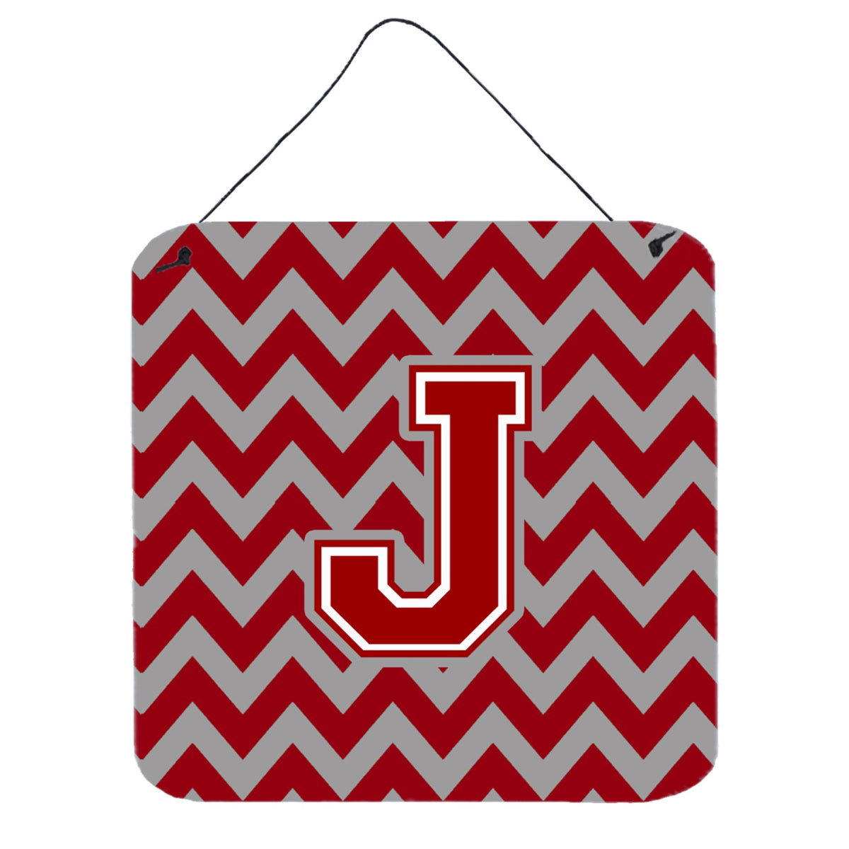 CarolineS Treasures Chevron Maroon And White Letter J Wall Or Door Hanging Prints Cj1049Jds66, 6 Inch  Inch  H X 6 Inch  Inch  W