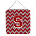 CarolineS Treasures Chevron Maroon And White Letter S Wall Or Door Hanging Prints Cj1049Sds66, 6 Inch  Inch  H X 6 Inch  Inch  W