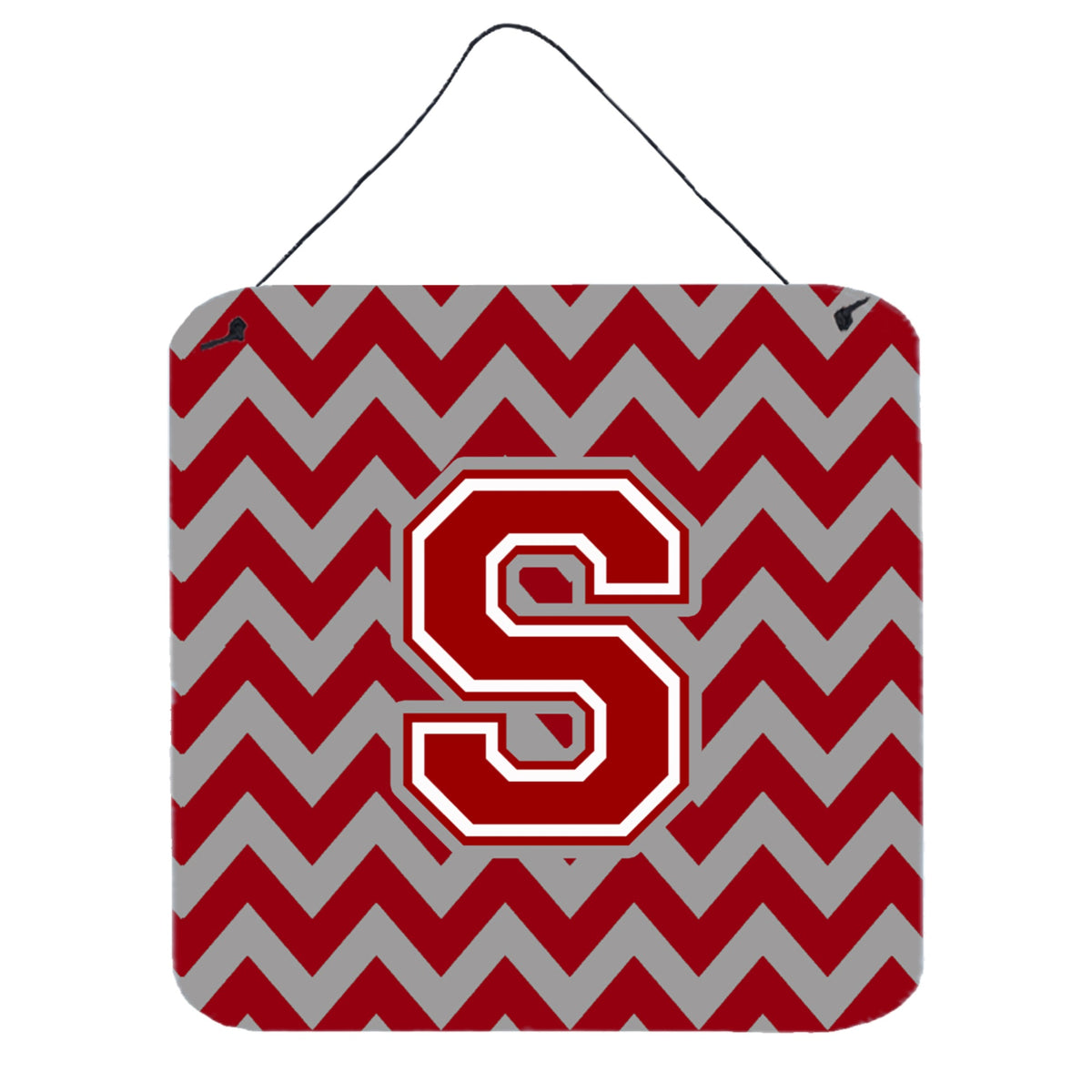 CarolineS Treasures Chevron Maroon And White Letter S Wall Or Door Hanging Prints Cj1049Sds66, 6 Inch  Inch  H X 6 Inch  Inch  W