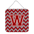 CarolineS Treasures Chevron Maroon And White Letter W Wall Or Door Hanging Prints Cj1049Wds66, 6 Inch  Inch  H X 6 Inch  Inch  W