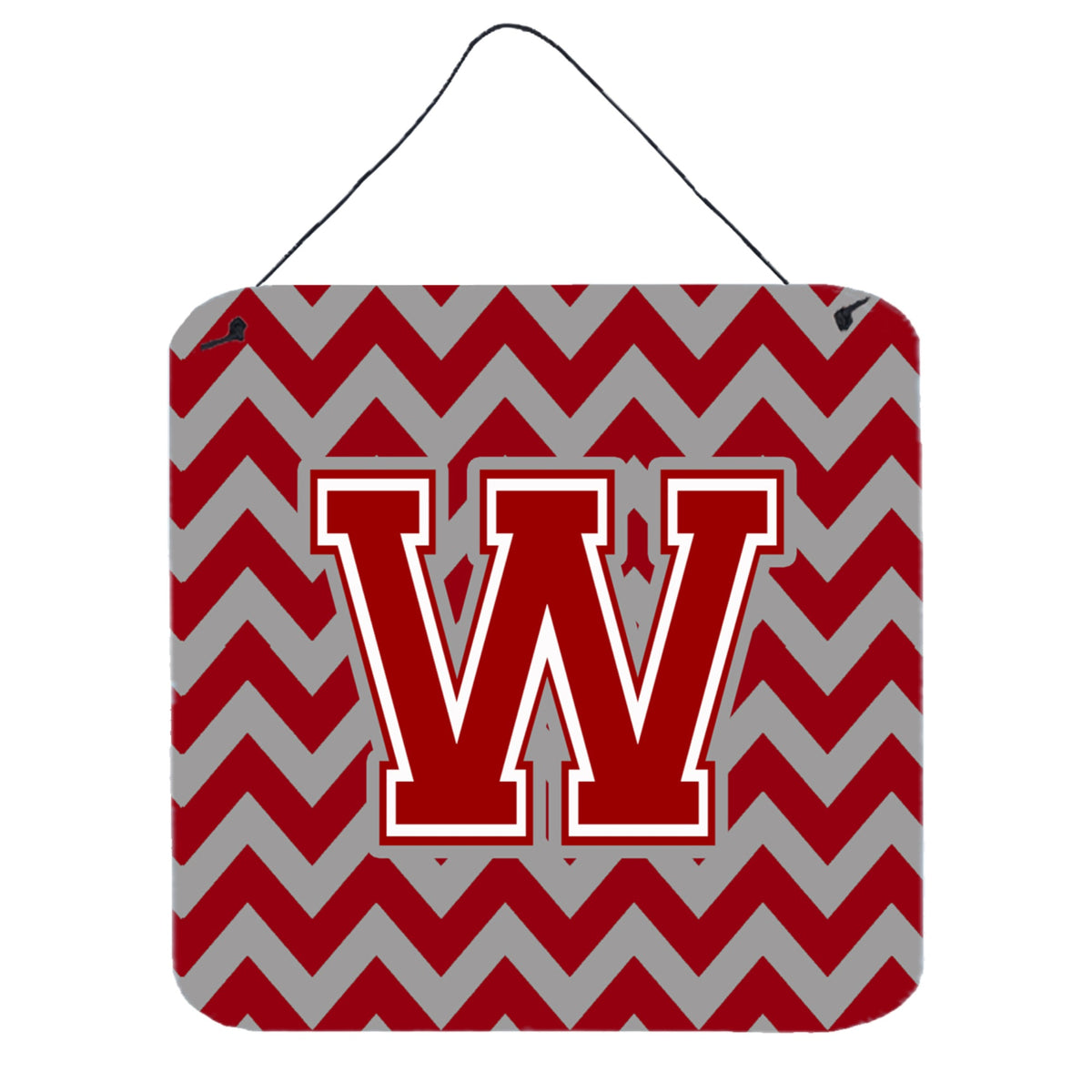 CarolineS Treasures Chevron Maroon And White Letter W Wall Or Door Hanging Prints Cj1049Wds66, 6 Inch  Inch  H X 6 Inch  Inch  W