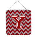 CarolineS Treasures Chevron Maroon And White Letter Y Wall Or Door Hanging Prints Cj1049Yds66, 6 Inch  Inch  H X 6 Inch  Inch  W